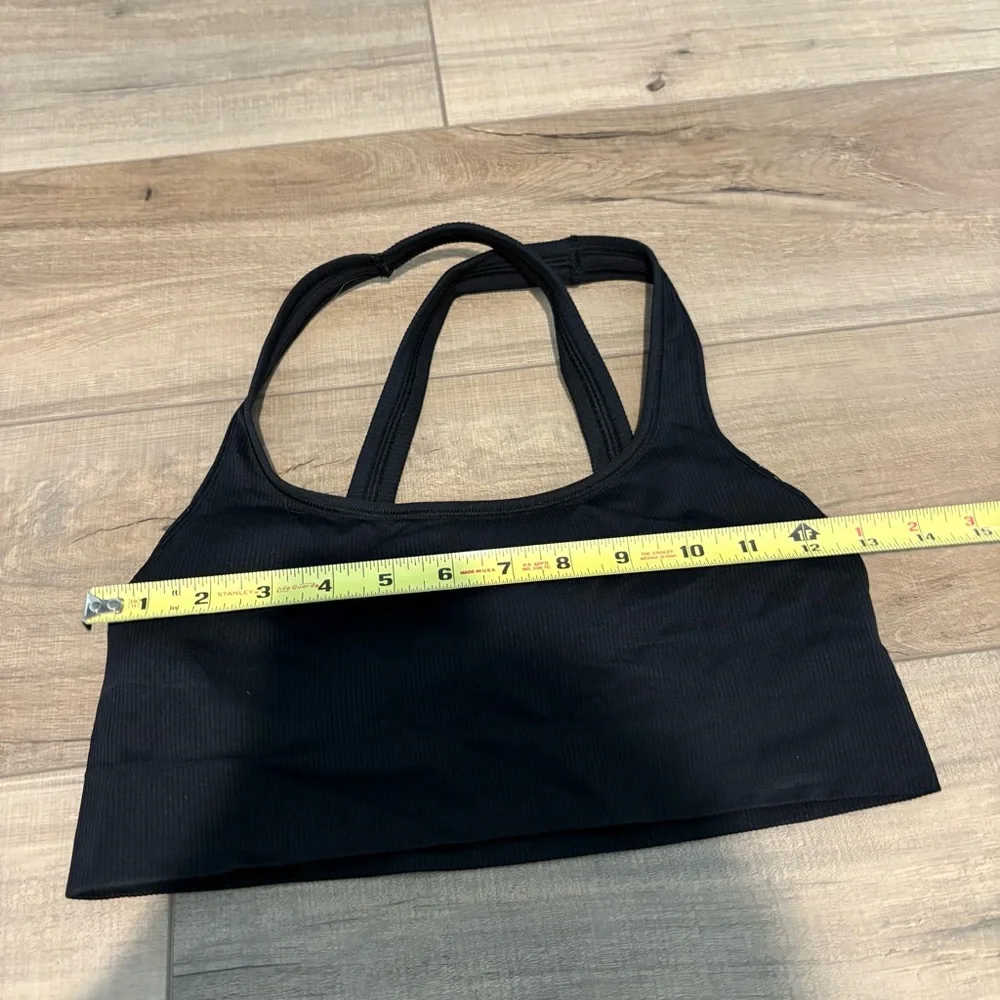 Athleta ribbed Strappy‎ back sports bra black size medium - Picture 5 of 6